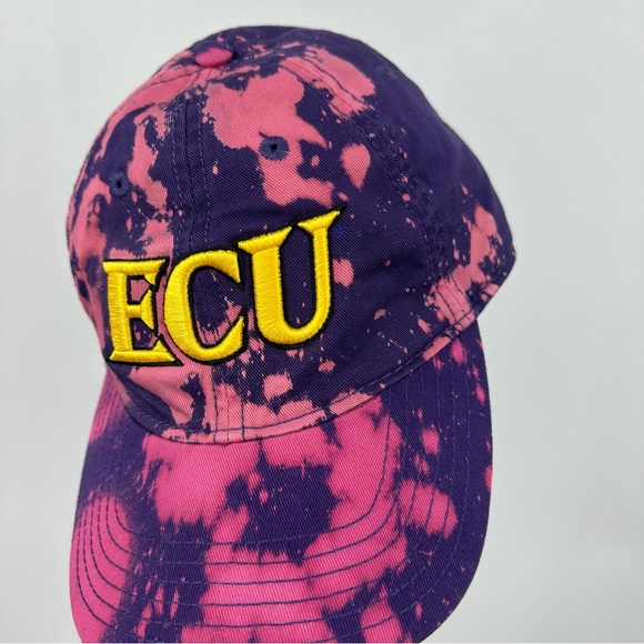 ECU Pirates Custom Bleach Splatter Embroidery Dad Hat OS Upcycled - Picture 4 of 7